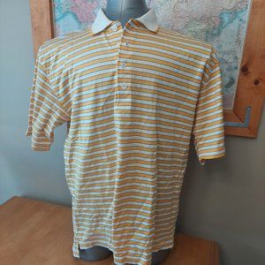 Descente International Striped Cotton Short Sleeve Yellow/Cream Gold Men's Large